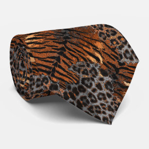 Corbata Piel tigre leopardo gato rayado de moda