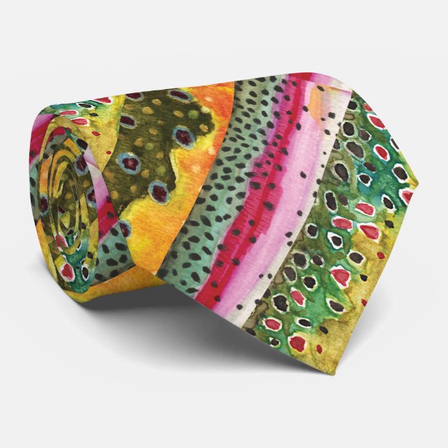 Corbata Pieles de tres bellas truchas (Enrollado)