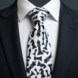 Corbata Piezas de Ajedrez Negras