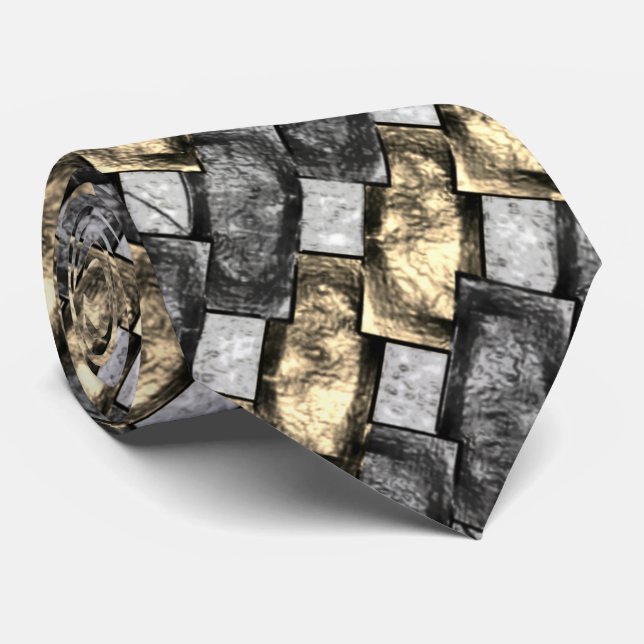 Corbata Piezas rectangulares doradas talladas y manchadas (Enrollado)