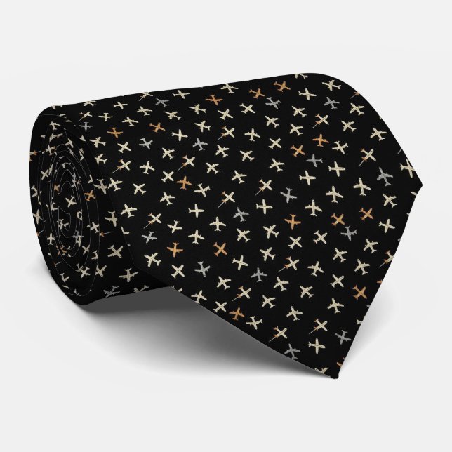 Corbata Pilot Faux Silk | Estilo Diseñador de Micro Avione (Enrollado)