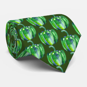 Corbata Pimienta verde con motivos vegetales de azulejos d