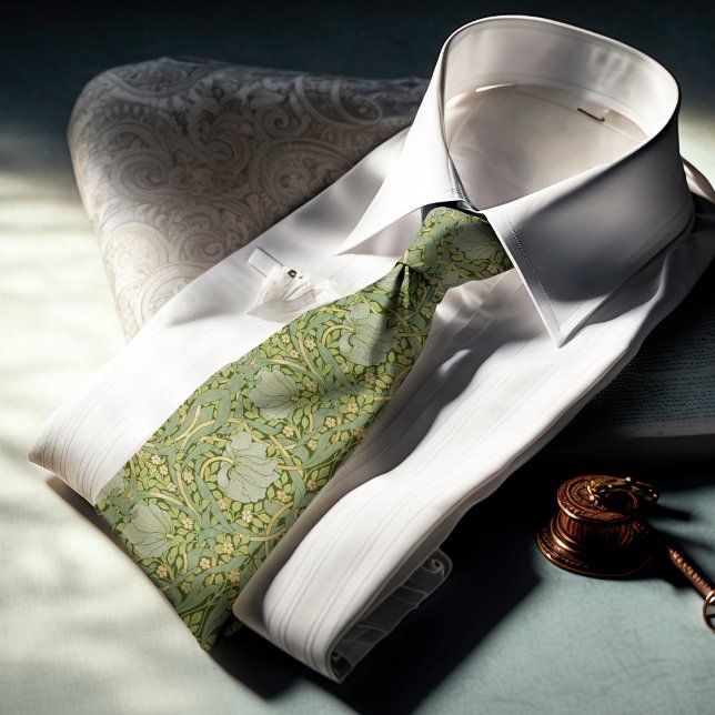 Corbata Pimpernel William Morris Verde Patrón Dorado (Subido por el creador)