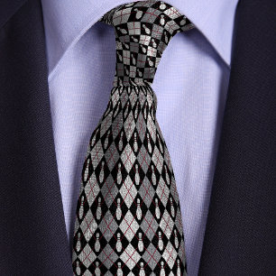 Corbata Pin de boliche Black & Grey Retro Argyle