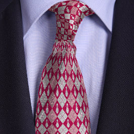 Corbata Pin de bolos Red & Pink Retro Argyle