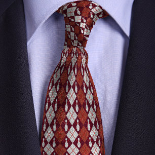 Corbata Pin retro argyle de boliche marrón