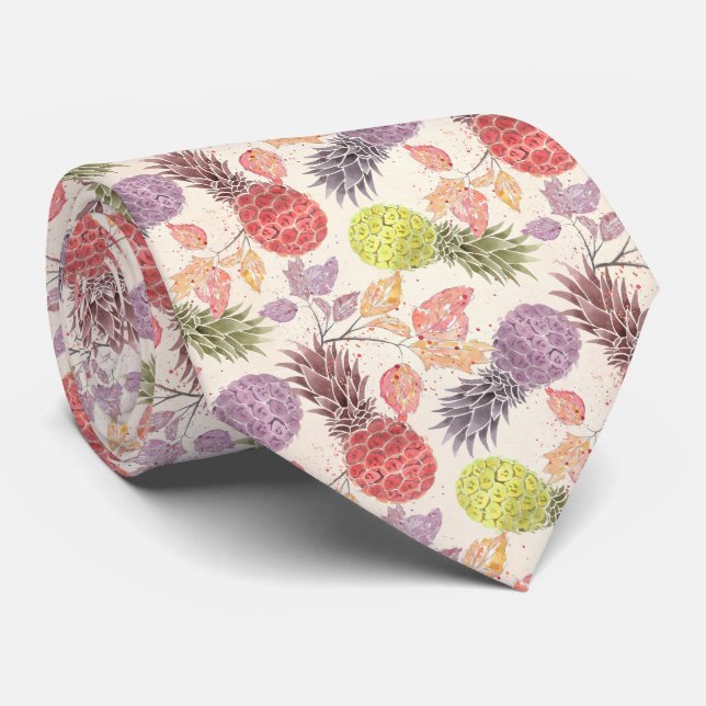 Corbata Piña, pareja dulce, fruta, acuarela (Enrollado)