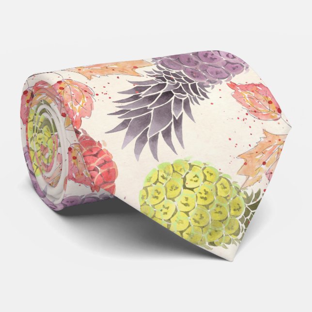 Corbata Piña, pareja dulce, fruta, acuarela (Enrollado)