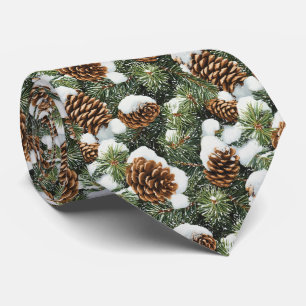 Corbata Piñas festivas de tejas nevadas