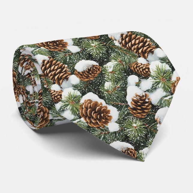 Corbata Piñas festivas de tejas nevadas (Enrollado)