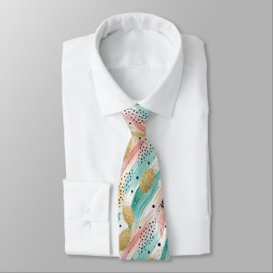 Corbata Pincel abstracto y patrón de punto - Énfasis dorad