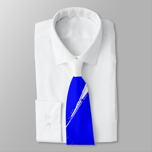 Corbata Pincel azul fondo blanco moderno (Atado)
