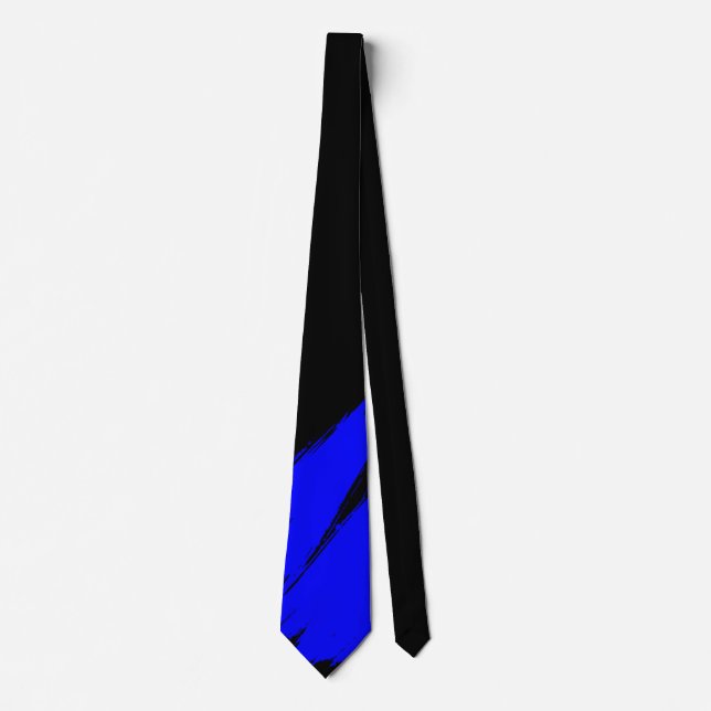 Corbata Pincel azul fondo negro moderno (Anverso)