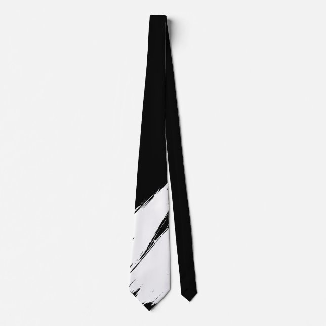 Corbata Pincel blanco fondo negro moderno (Anverso)