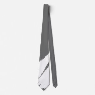 Corbata Pincel Blanco Moderno Fondo Gris Oscuro