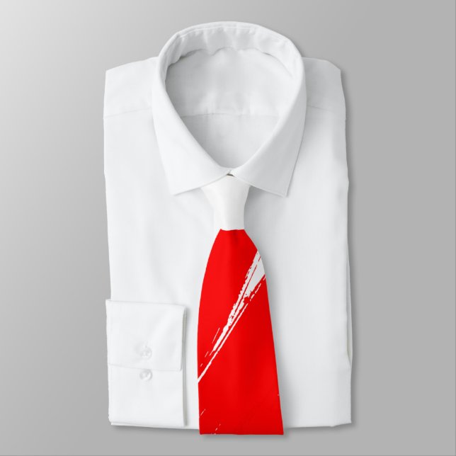 Corbata Pincel rojo fondo blanco moderno (Atado)