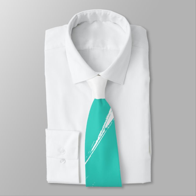 Corbata Pincel turquesa fondo blanco moderno (Atado)
