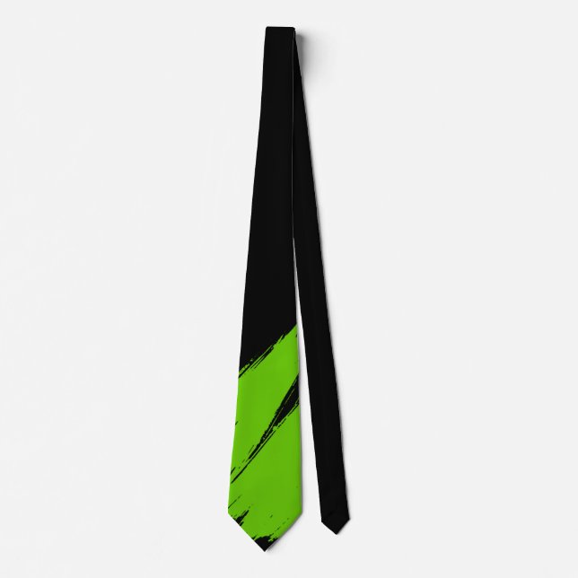 Corbata Pincel verde fondo negro moderno (Anverso)