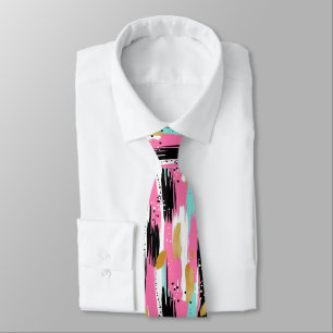 Corbata Pinceles abstractos coloridos - Tinta y rosa (2)