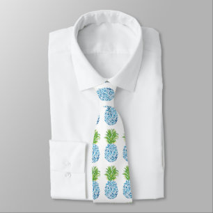 Corbata Pineapple Chinoiserie Blue White Preppy
