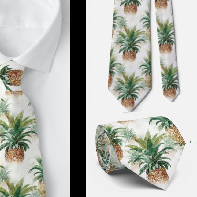 Corbata Pineapple Tropical Verde Aloha Hawái Hawaiano (Subido por el creador)