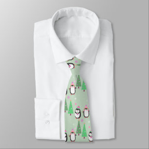 Corbata pingüinos de invierno de Navidad