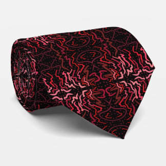 Corbata Pink And Red Dots And Squiggles Pattern On Black