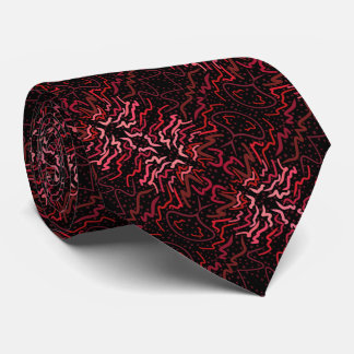 Corbata Pink And Red Dots And Squiggles Pattern On Black