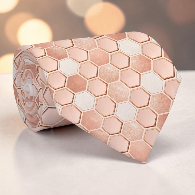 Corbata Pink Bee Hive Pattern Custom Necktie (Subido por el creador)