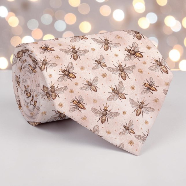 Corbata Pink Bee Pattern Custom Necktie (Subido por el creador)