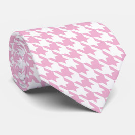 Corbata Pink blanco Pied de Poule Houndstooth