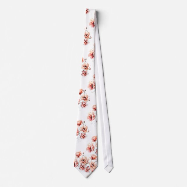 Corbata Pink blossoms white neck tie (Anverso)