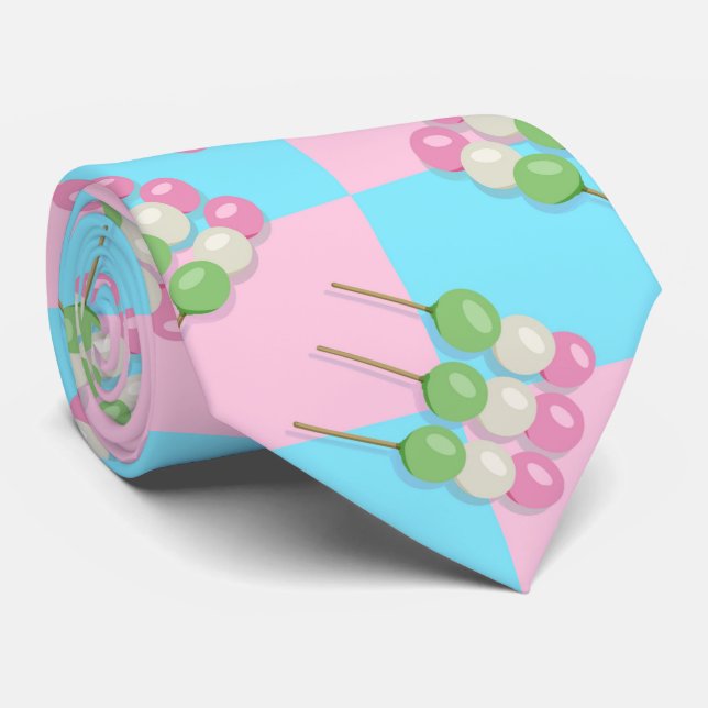 Corbata Pink Blue Checkered Pastel Dango Cuello (Enrollado)