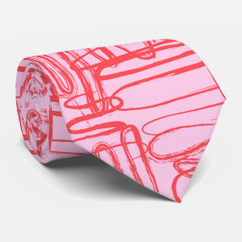 Corbata Pink Curve Wavy Squiggle Abstract Modern