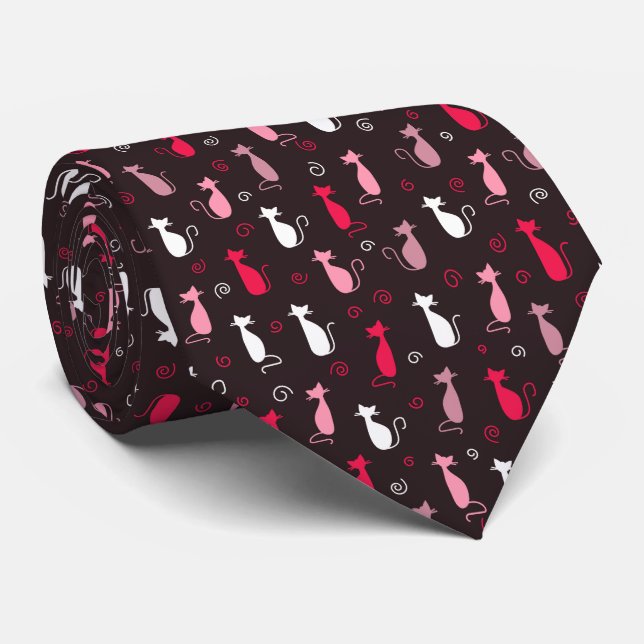 Corbata Pink cute cat pattern (Enrollado)