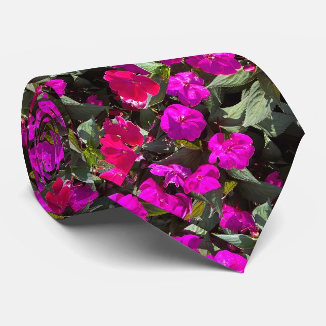 Corbata Pink Floral Flower Art Abstract Gift Wedding Favor (Enrollado)