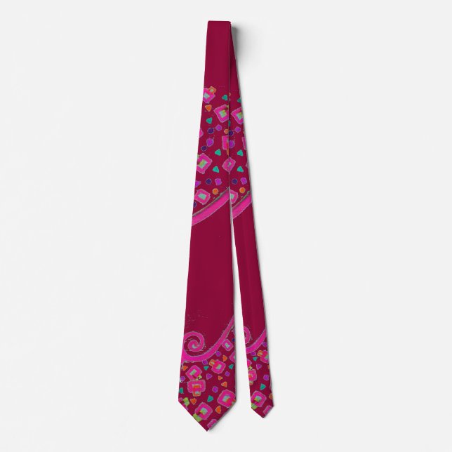 CORBATA PINK FUCHSIA RED BURGUNDY ABSTRACT DECO (Anverso)