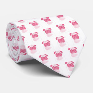 Corbata PINK Grumpy Pug Pattern