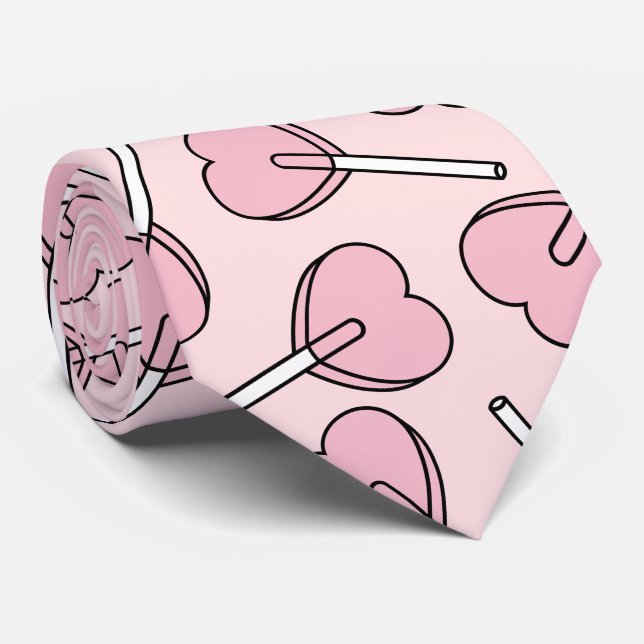 Corbata Pink Lollipops, Heart Lollipops, Lollipop Pattern (Enrollado)