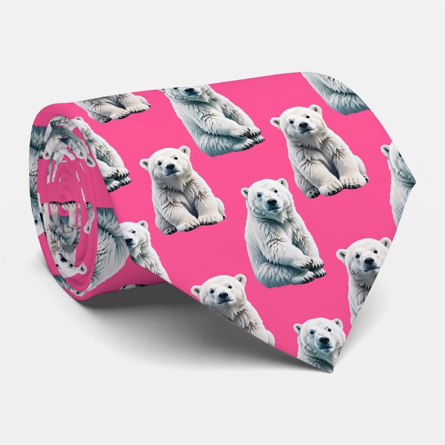 Corbata Pink Polar Bear Pattern Design  (Subido por el creador)