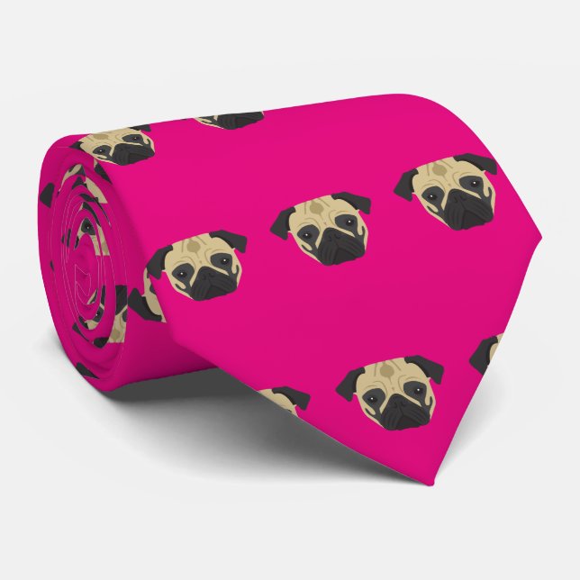 Corbata Pink Pug Tie (Enrollado)