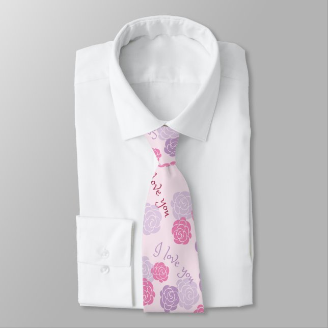 Corbata Pink Purple Floral te amo (Atado)