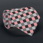 Corbata Pink Silver Black Gray Checkerboard<br><div class="desc">Grandes ideas de regalo para cumpleaños,  Navidades,  Día del Padre ... </div>