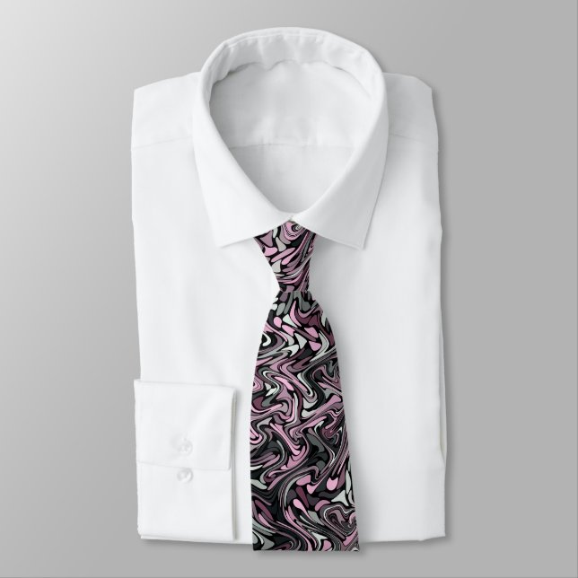 Corbata Pink Swirls Fractal (Atado)