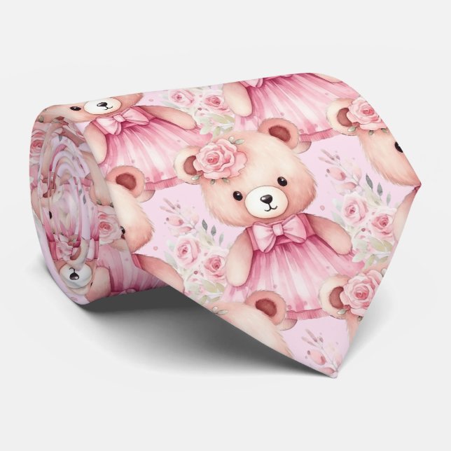 Corbata Pink Teddy Bear Necea (Enrollado)