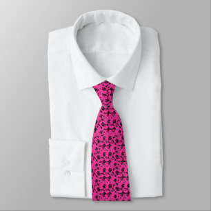 Corbata PInk y Black Floral Necktie