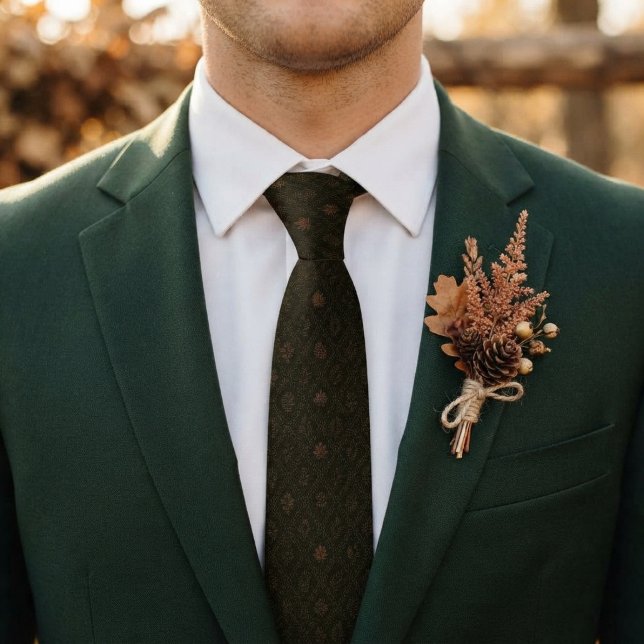 Corbata Pino Rústico y Hoja de Otoño en Bosque (Subido por el creador)