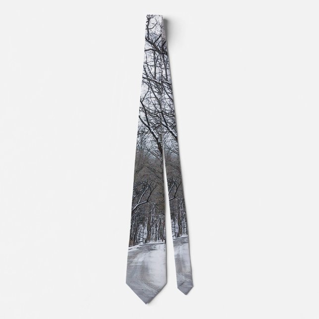 Corbata pintada con carretera cubierta de nieve de (Anverso)