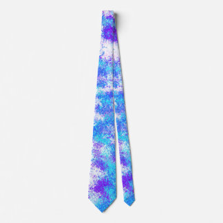 Corbata Pintado abstracto azul turquesa, morado y blanco
