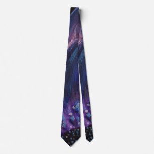 Corbata Pintado de flores moradas